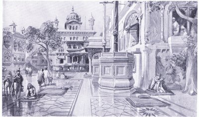 The Akal Bunga at the Golden Temple at Amritsar by William Crimea Simpson